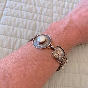 Tabra mesh sterling silver bracelet with pearls